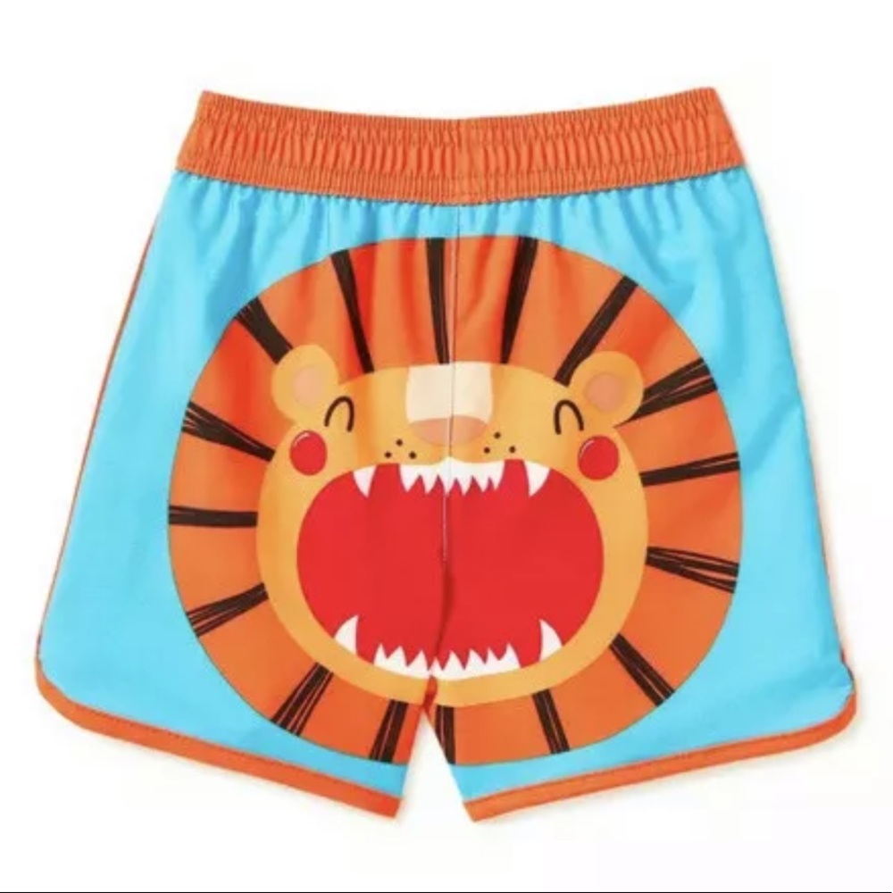 Wonder Nation Lion Face Neptune Blue Boys Swim Short Trunk, UPF 50+ NWT